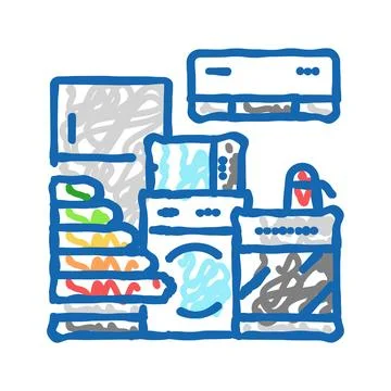 Net zero energy building green icon doodle illustration Stock Illustration