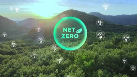 Net zero environment sustainable concept with decreasing carbon CO2 Stock Photos