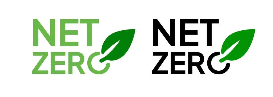Net zero label stamp design leaves net zero carbon eco stamp symbol Stock Illustration