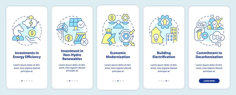 Net zero practices onboarding mobile app screen Stock Illustration