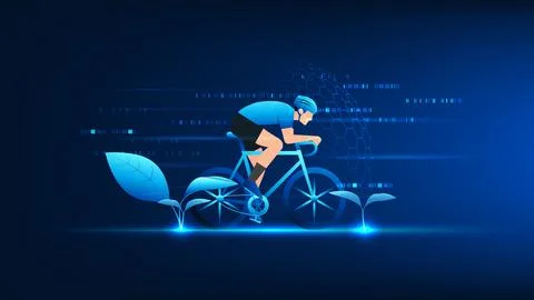Net zero technology bicycle as a sustainable transportation solution, repre.. Stockillustratie