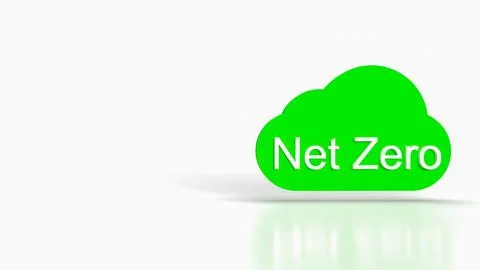 The Net zero text on cloud for eco concept 3d rendering.. Stock Illustration