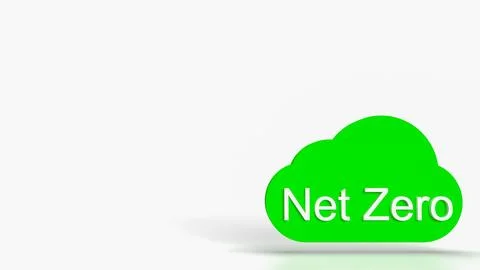 The Net zero text on cloud for eco concept 3d rendering.. Stock Illustration