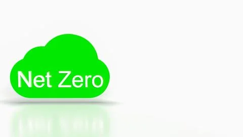 The Net zero text on cloud for eco concept 3d rendering.. Stock Illustration