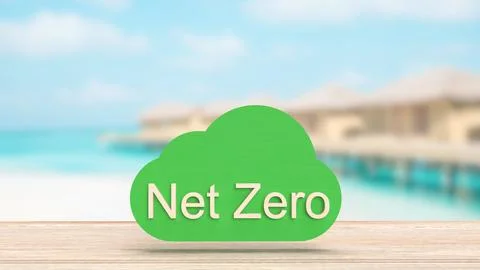 The Net zero text on cloud for eco concept 3d rendering.. Stock Photos