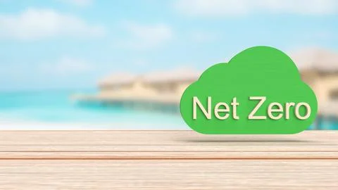 The Net zero text on cloud for eco concept 3d rendering.. Stock Photos
