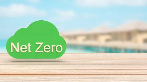 The Net zero text on cloud for eco concept 3d rendering.. Stock Photos