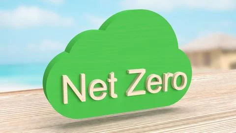 The Net zero text on cloud for eco concept 3d rendering.. 库存照片