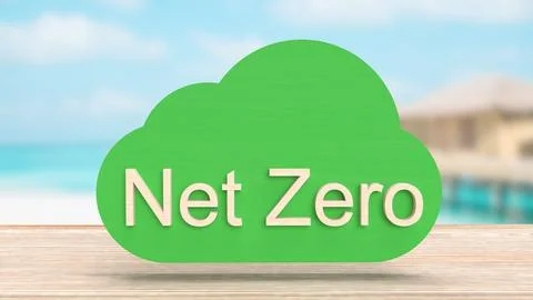 The Net zero text on cloud for eco concept 3d rendering.. Stock Photos