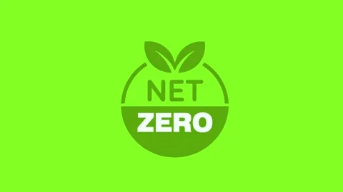 Net Zero Text with Leaf Icon Animation on Green Screen Stock Footage 323061689