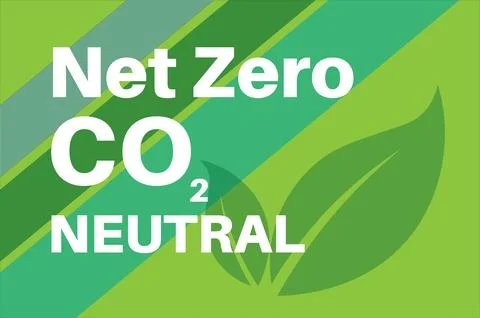 Net Zero vector illustration Co2 Neutral consept on a green background Stock Illustration