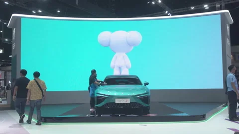 Neta S ev car on display at Bangkok Motor Show 2023. Video stock 237645729