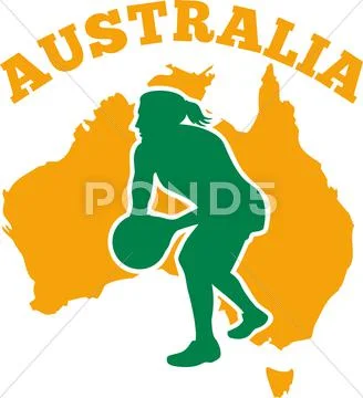 Netball player passing ball australia Stock Illustration