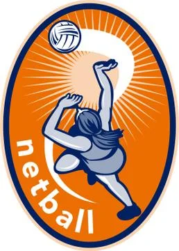 Netball player rebounding ball Stock Illustration