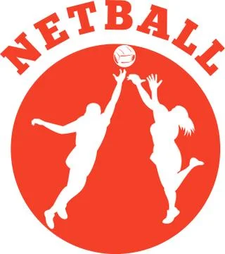 Netball player rebounding for ball Stock Illustration