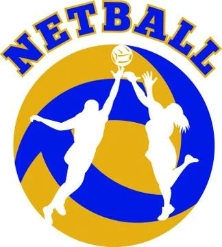 Netball player rebounding for ball Stock Illustration