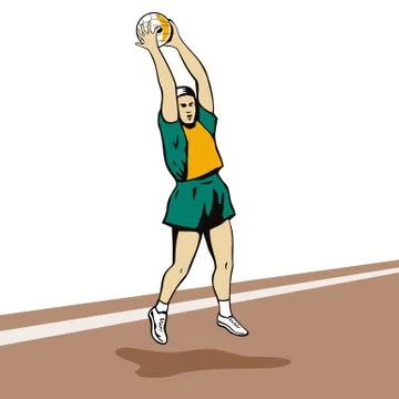 Netball player rebounding. Stock Illustration