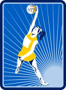 Netball player rebounding jumping for ball Stock Illustration