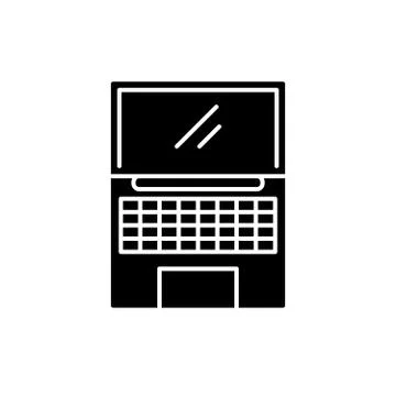 Netbook black icon, vector sign on isolated background. Netbook concept symbol 스톡 일러스트