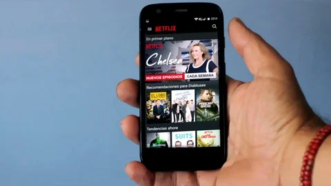 The netflix app on the smartphone screen Stock Footage 96491284