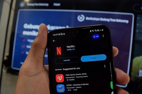 Netflix dev application on Smartphone screen. Netflix is a freeware web Fotos de archivo
