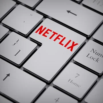 Netflix logo notebook keycap 3d illustration stock market editorial Stock Photos