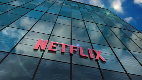 Netflix streaming platform headquarters glass building concept loopable Stock Footage 250283375