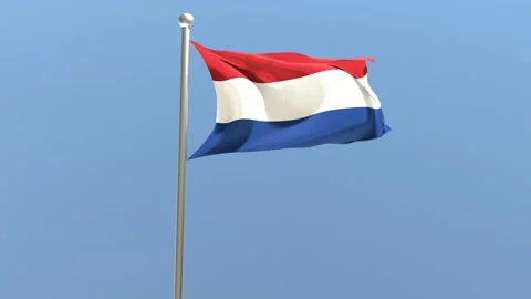 Netherlandish flag on flagpole. Netherlands flag fluttering in the wind.	 Stock Footage 168476807