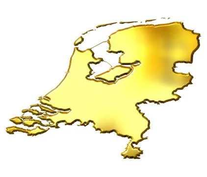 Netherlands 3d Golden Map Stock Illustration