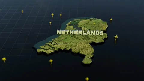Netherlands 3D Map With Animation Stock Footage 308951611