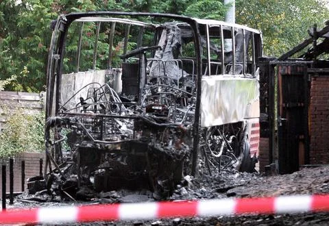 Netherlands Ajax Bus Arson Attack - Oct 2003 Stock Photos