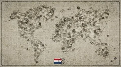Netherlands Amsterdam Stamp World Map Stock Illustration