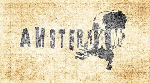 Netherlands Amsterdam Typography Map Stock Illustration