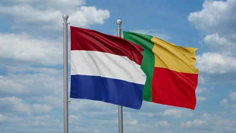 Netherlands and Benin waving flags Stock Footage 267743889