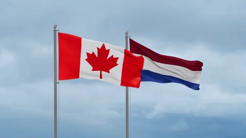 Netherlands and Canada flag Stock Footage 252024841