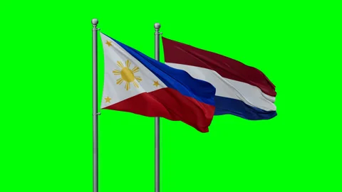 Netherlands and Philippines two flags Stock Footage 290057158