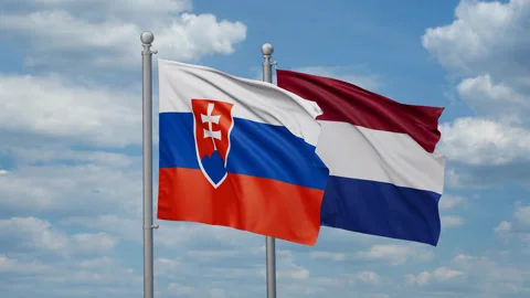 Netherlands and Slovakia two flags Stock Footage 269382322