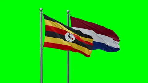 Netherlands and Uganda two flags Stock Footage 292823022