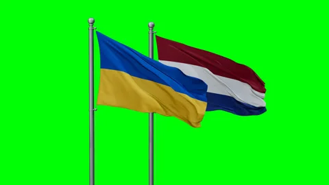 Netherlands and Ukraine two flags Stock Footage 291193399