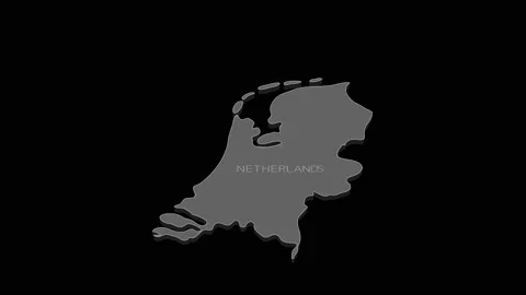 Netherlands animated map with alpha chan... | Stock Video | Pond5