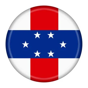 Netherlands Antilles flag button 3d illustration with clipping path Stock Illustration