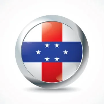 Netherlands Antilles flag button Stock Illustration