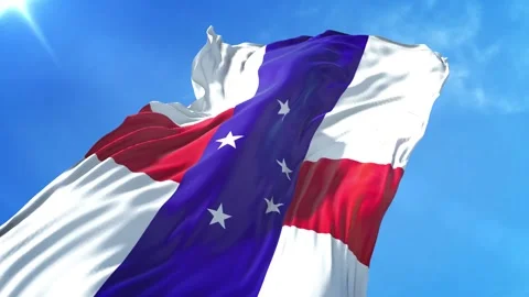 Netherlands Antilles Flag Low Angle View Stock Footage 295693777
