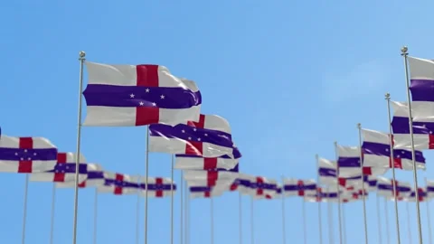 Netherlands Antilles Row Of Flags Animation Stock Footage 148757905