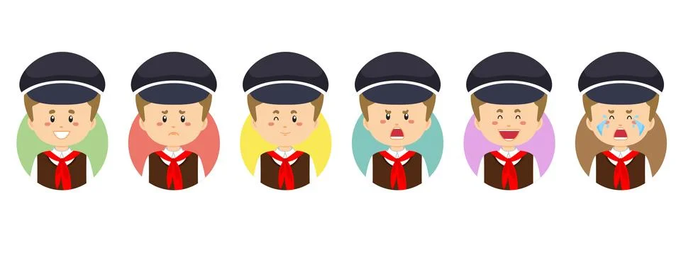 Netherlands Avatar with Various Expression Stock Illustration