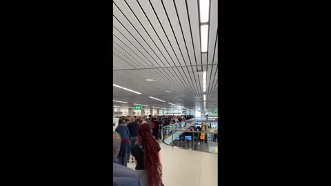 Netherlands: Baggage Handler Strike Causes Chaos At Amsterdam Schiphol Airport 2 Video stock 198878905