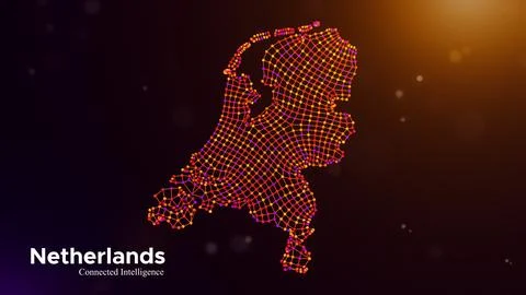 Netherlands Connected Intelligence Technology Network Map Presentation Concep Stock Illustration