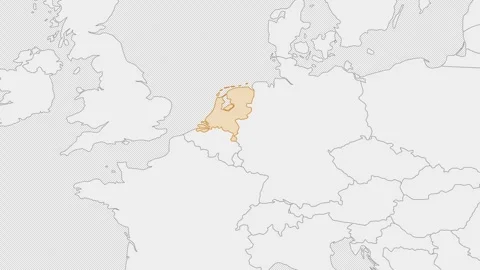 Netherlands country map on the world map. Stock Footage 289837099