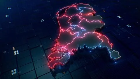 Netherlands digital map 4k  写真素材