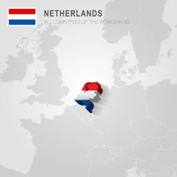 Netherlands drawn on gray map. Stock Illustration